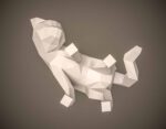 3D origami round back cat papercraft