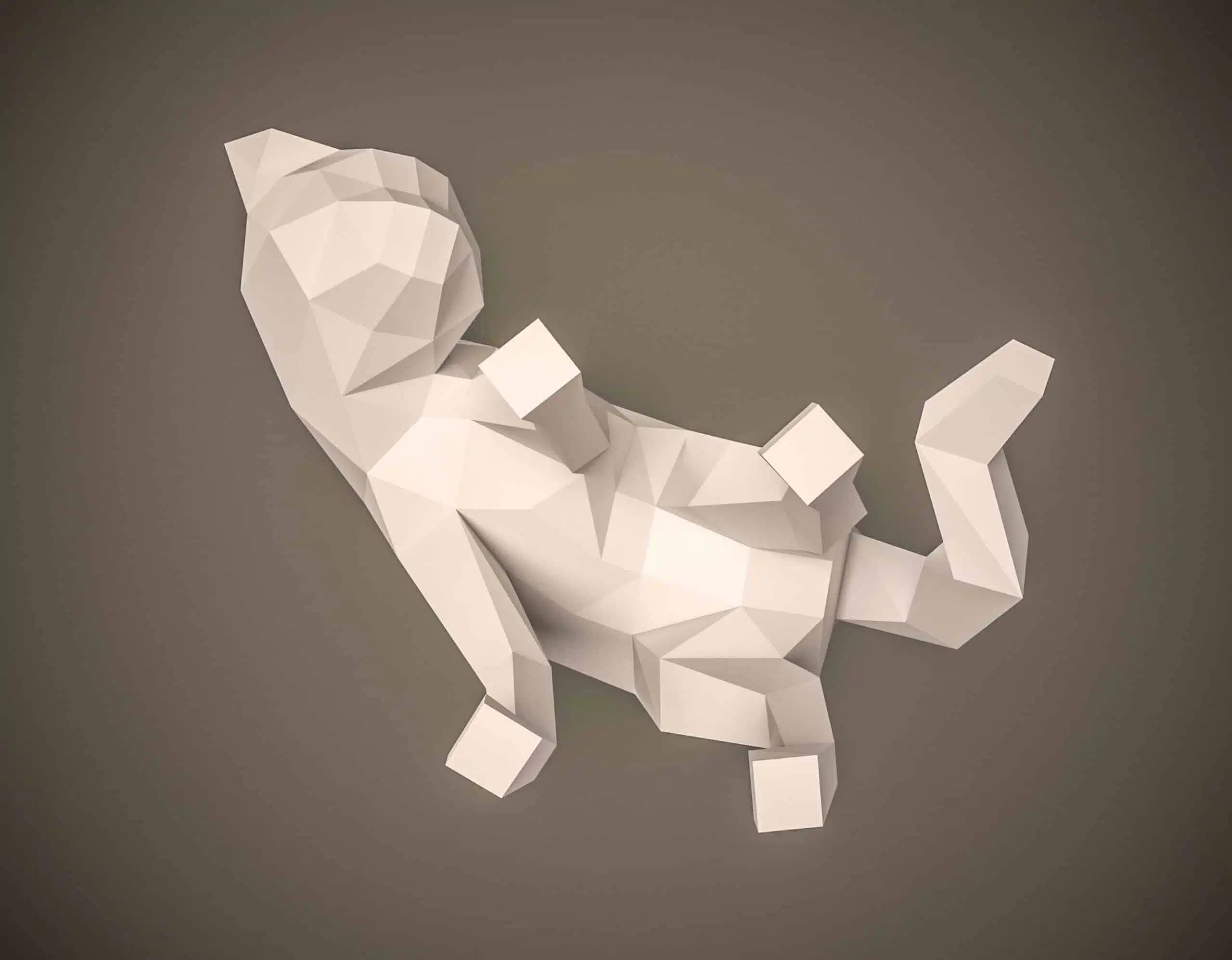 3D Origami Arched Back Cat Papercraft, view 7