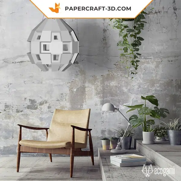 Paralume MOD in origami 3D, papercraft 3D, vista posteriore