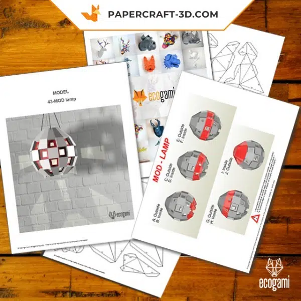 Paralume MOD in origami 3D, papercraft 3D, montato