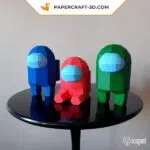 Papercraft de astronautas Among Us em origami