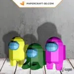 Papercraft de astronautas Among Us em origami