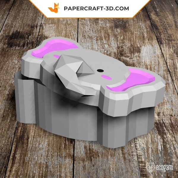 Papercraft elephant box in origami