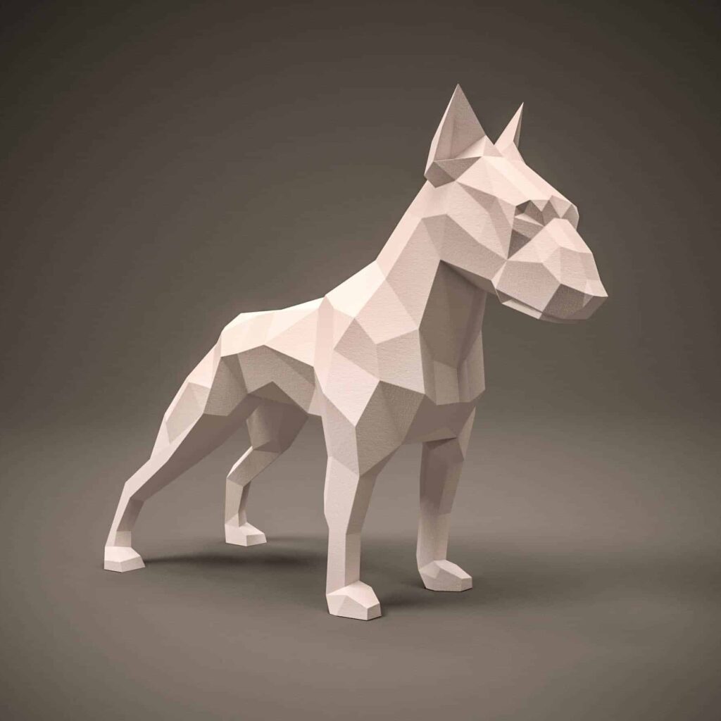 Papercraft de Bull Terrier em origami 3D Papercraft de Bull Terrier em origami 3D
