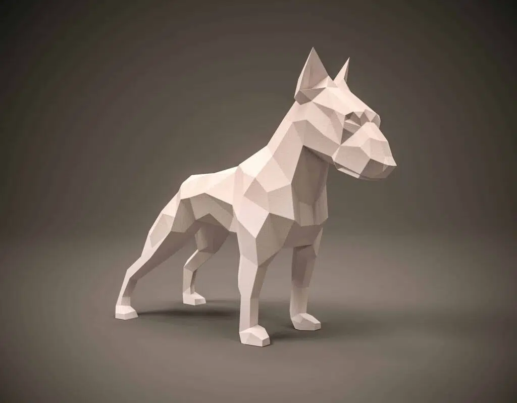 Bulldog papercraft 3D in beige, 3D-model