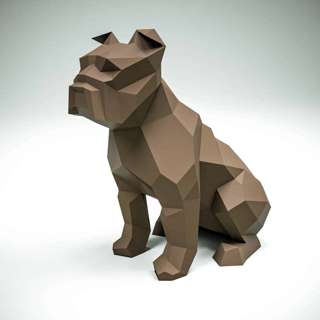 Papercraft of Bull Terrier in 3D origami