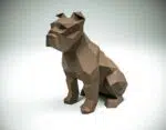 Papercraft bulldog sentado em origami 3D