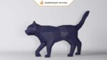 Papercraft black cat in 3D origami