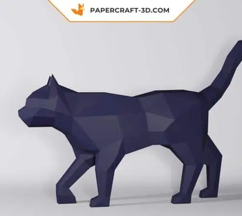 Papercraft black cat in 3D origami