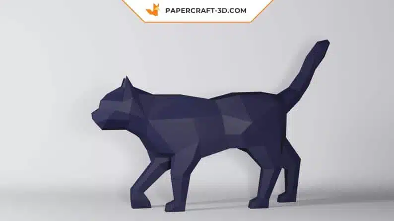 Papercraft chat noir en 3D, weergave 2