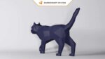 Papercraft black cat in 3D origami