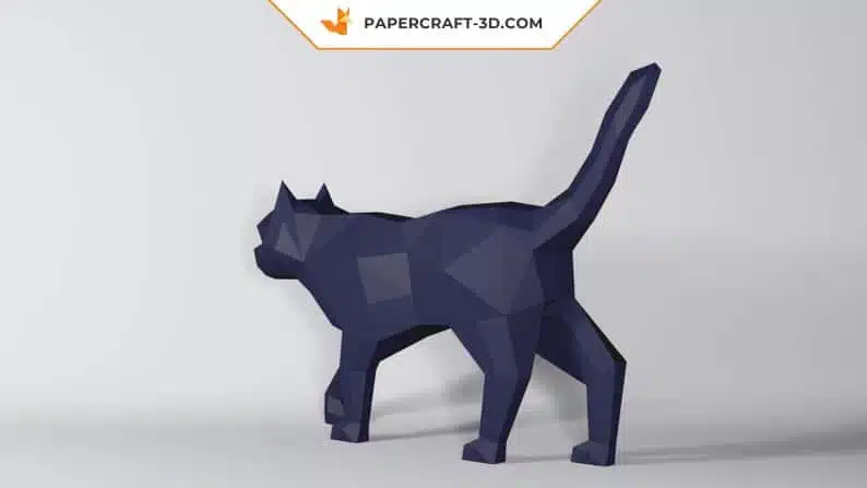 Papercraft chat noir en 3D, weergave 3