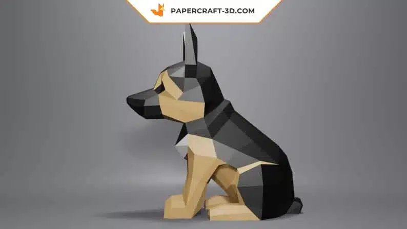Papercraft de pastor alemão em origami