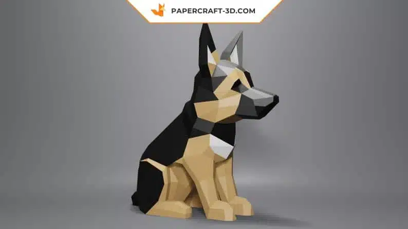 Papercraft de berger allemand en origami Papercraft de berger allemand en origami