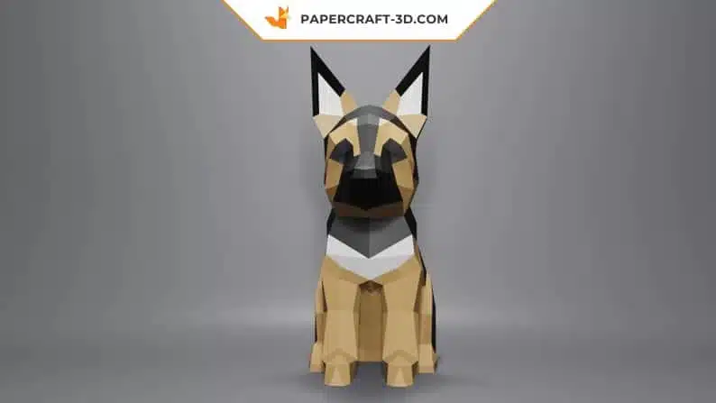 Papercraft de pastor alemão em origami