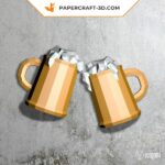 Papercraft de chopes de bière en origami 3D