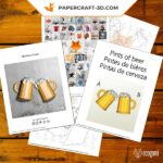 Papercraft de chopes de bière en origami 3D