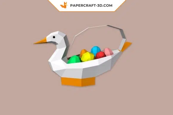 Corbeille à œufs de Pâques canard en papercraft 3D, weergave 2