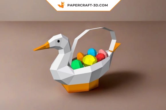 Papercraft duck basket for Easter egg Papercraft duck basket for Easter egg