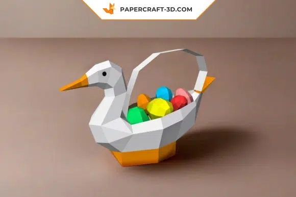 Corbeille à œufs de Pâques canard en papercraft 3D
