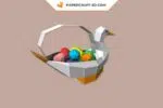 Corbeille à œufs de Pâques canard en papercraft 3D, weergave 3