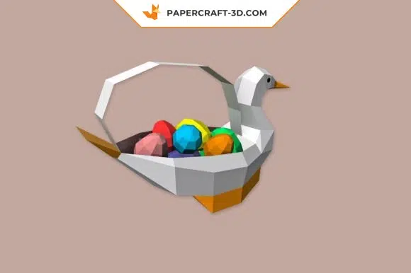 Corbeille à œufs de Pâques canard en papercraft 3D, weergave 3