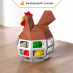 Papercraft hen on Easter egg basket