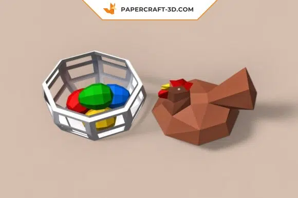Corbeille à œufs de Pâques en papercraft 3D, weergave 2