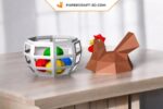 Papercraft hen on Easter egg basket