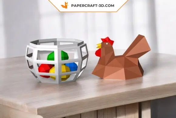 Corbeille à œufs de Pâques en papercraft 3D, weergave 4