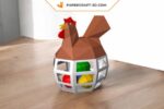 Papercraft hen on Easter egg basket