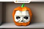 Papercraft pumpkin skull in 3D origami