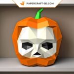 Papercraft pumpkin skull in 3D origami