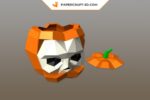 Papercraft pumpkin skull in 3D origami