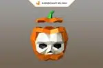 Crâne citrouille en papercraft 3D, weergave 4