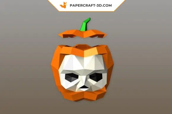 Crâne citrouille en papercraft 3D, weergave 4