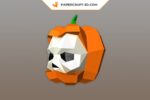 Papercraft pumpkin skull in 3D origami