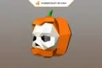 Crâne citrouille en papercraft 3D, weergave 3