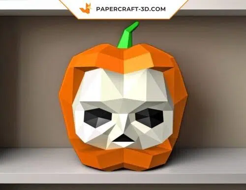Papercraft Kürbis-Schädel als 3D-Origami