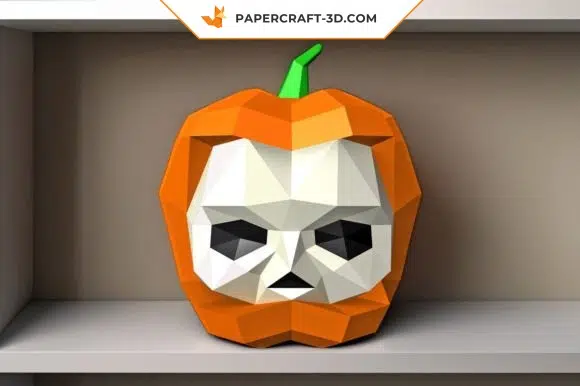 Crâne citrouille en papercraft 3D