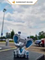 Niedliches sitzendes Elefanten-Papercraft in Origami