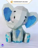 Niedliches sitzendes Elefanten-Papercraft in Origami