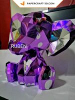 Papercraft cute sitting elephant in origami