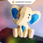 Niedliches sitzendes Elefanten-Papercraft in Origami