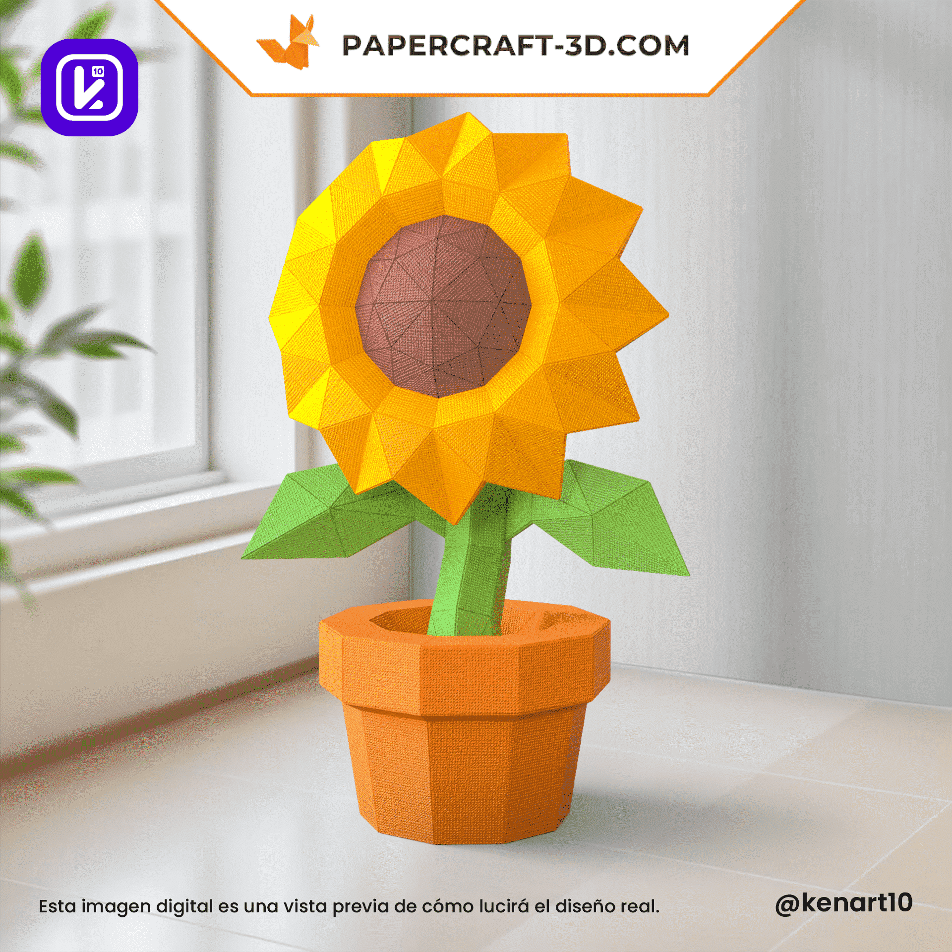 Papercraft sunflower in pot