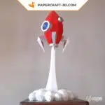Papercraft di razzo in decollo in origami 3D