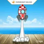 Papercraft di razzo in decollo in origami 3D