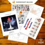 Papercraft di razzo in decollo in origami 3D