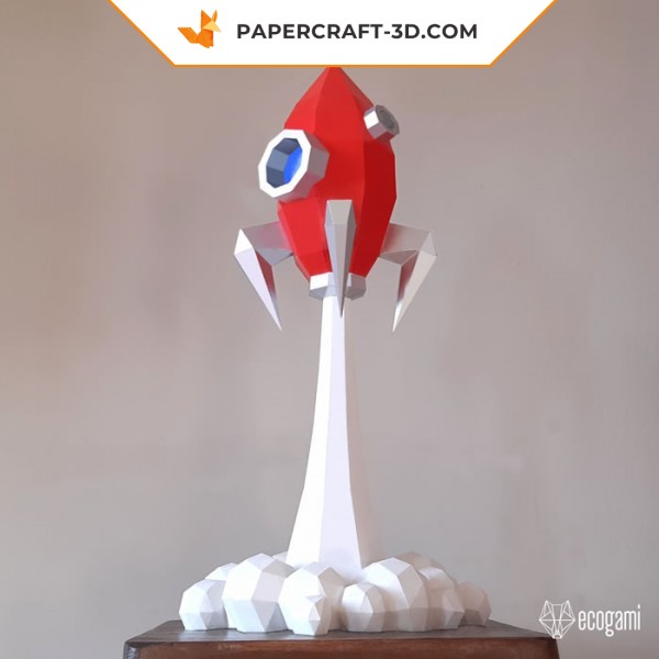 Papercraft de fusée qui décolle en origami 3D