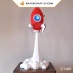 Papercraft de fusée qui décolle en origami 3D